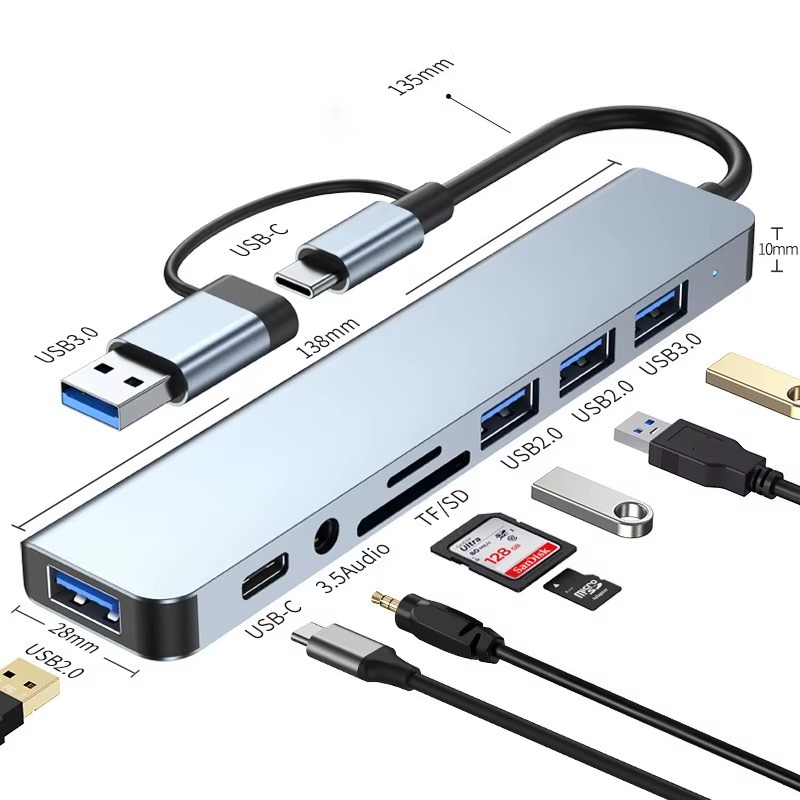 🔥Hub USB-C 8-en-1 – Station d’Accueil Polyvalente 🔥