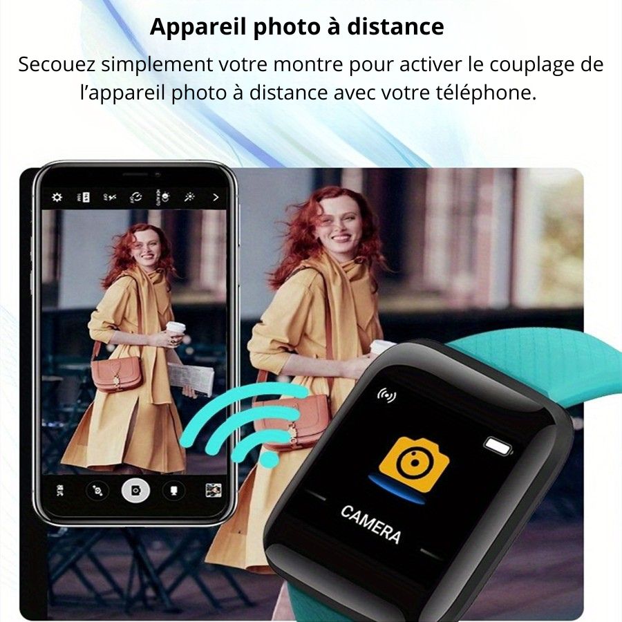 Montre intelligente unisexe compatibilité Android/iOS.
