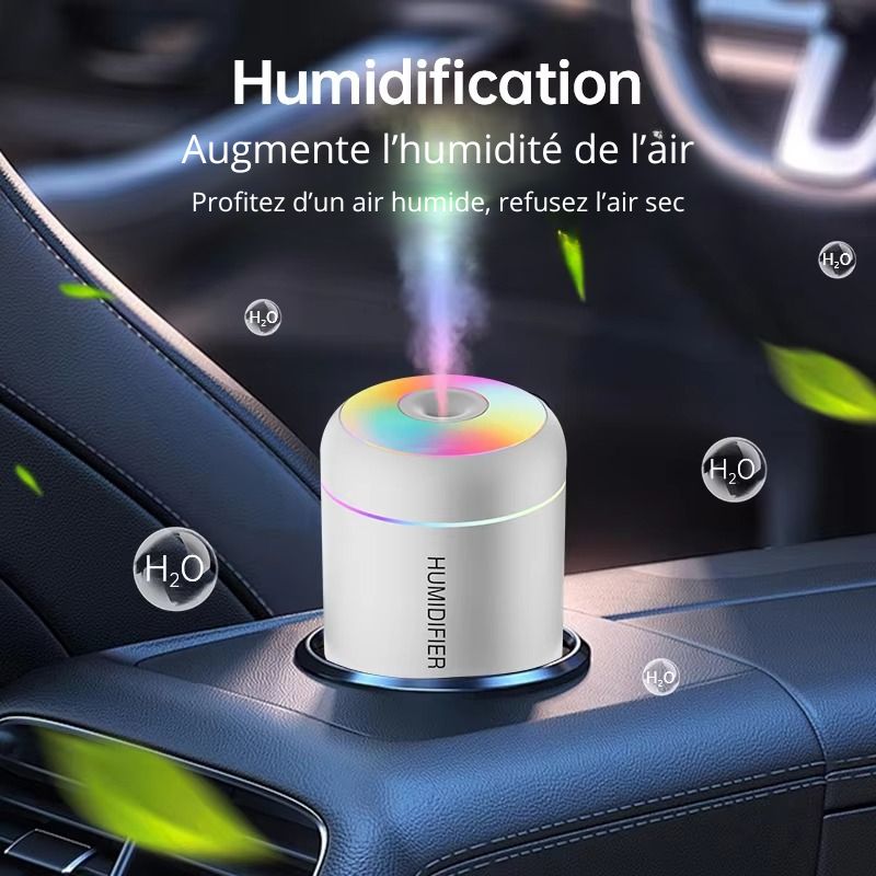 Mini humidificateur d’air USB 180 ml – diffuseur d’arômes et purificateur d’air compact.