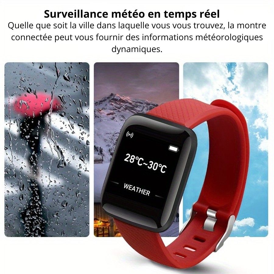 Montre intelligente unisexe compatibilité Android/iOS.