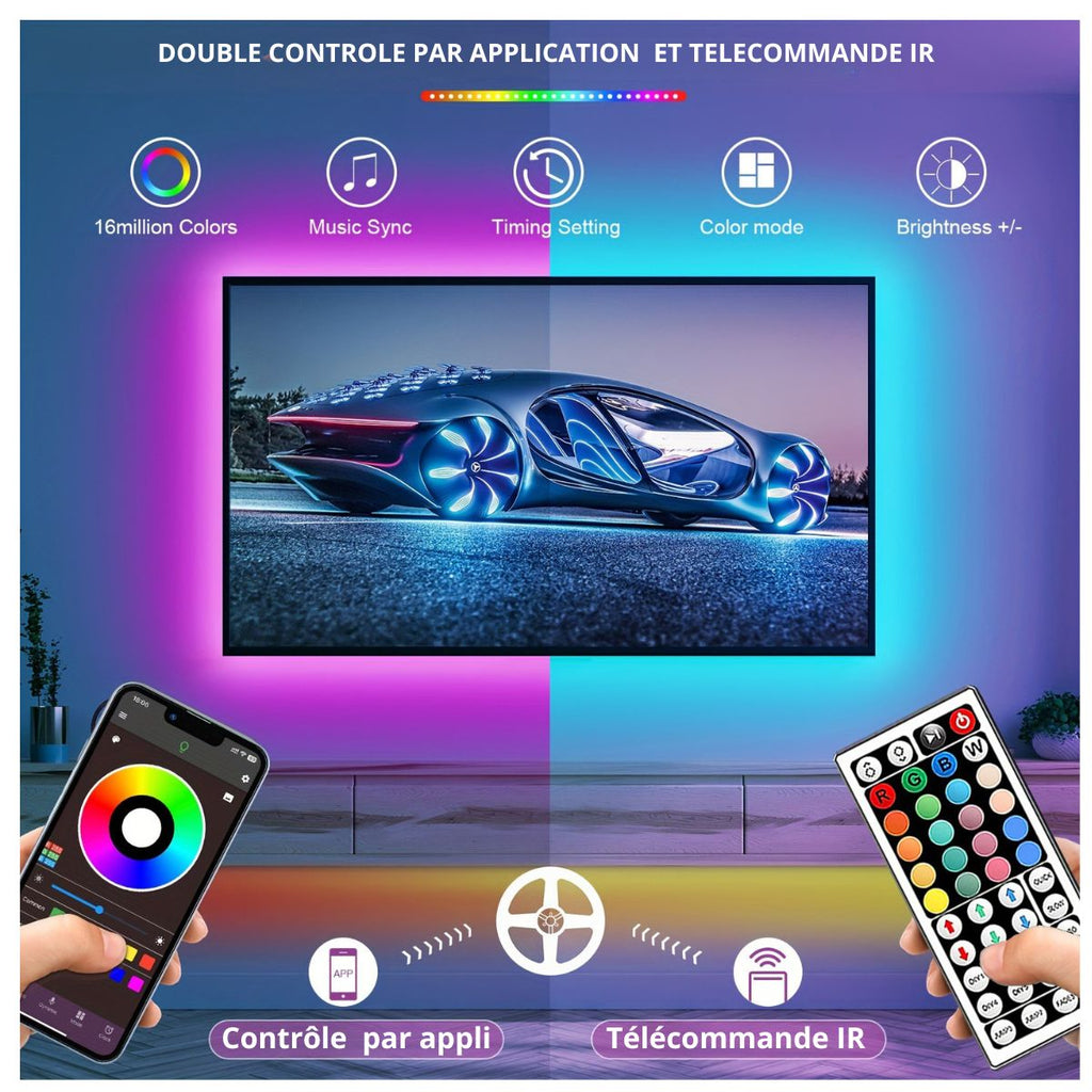 Bande lumineuse LED RVB flexible- Illuminez Votre Espace avec Style