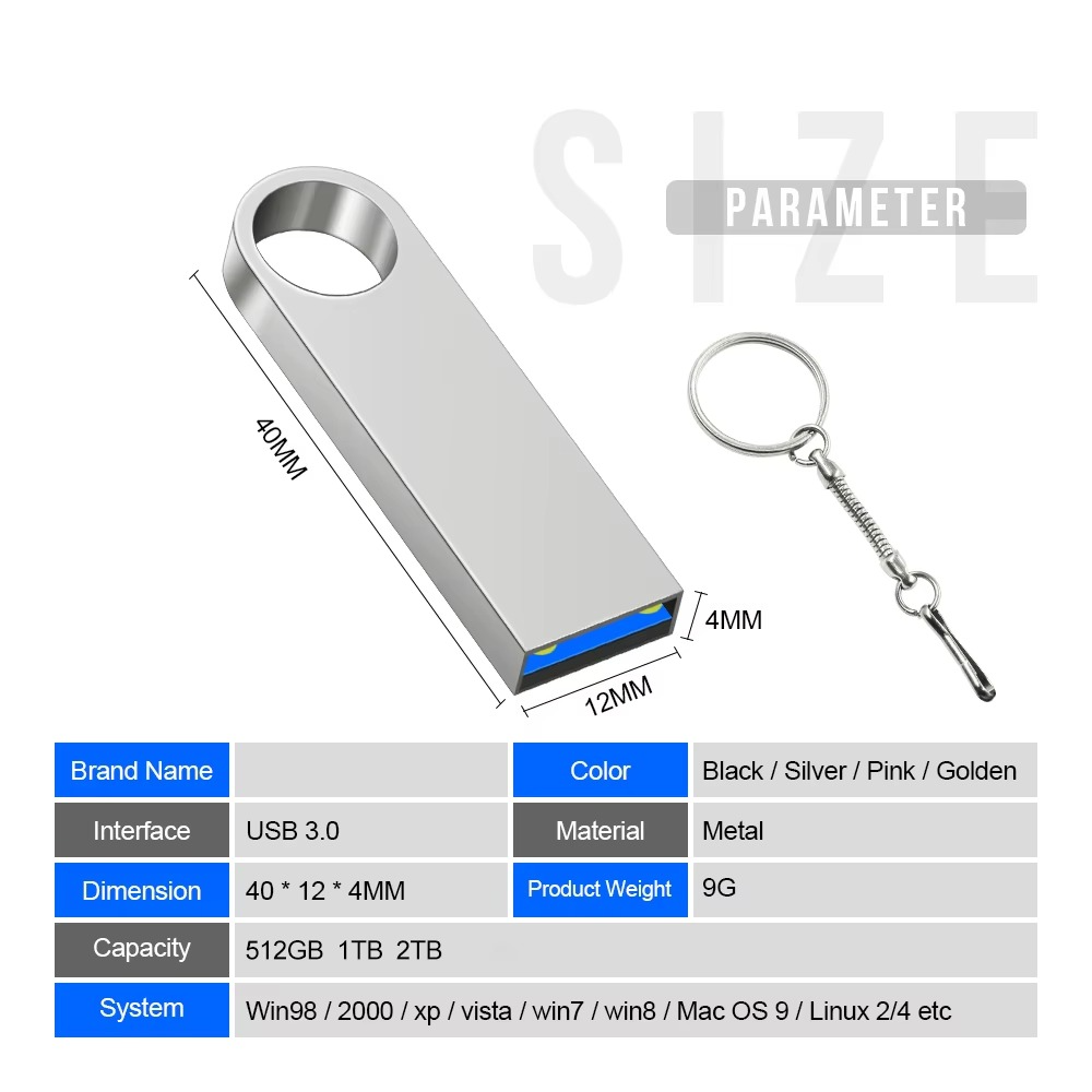 Nouveau 2025 Clé USB 3.0 Haute Vitesse – 1 To / 2 To ,Compatible Xiaomi, PC & Android